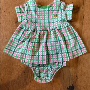 Masters Pink and Green Plaid Baby Dress Onesie